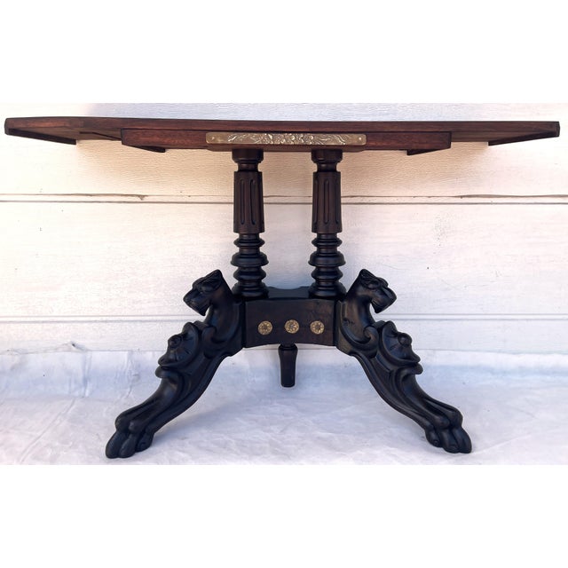 Wood Neo-Renaissance Historic Revival Style Black and Brown Console Table, Late 19th-Early 20th Century For Sale - Image 7 of 18
