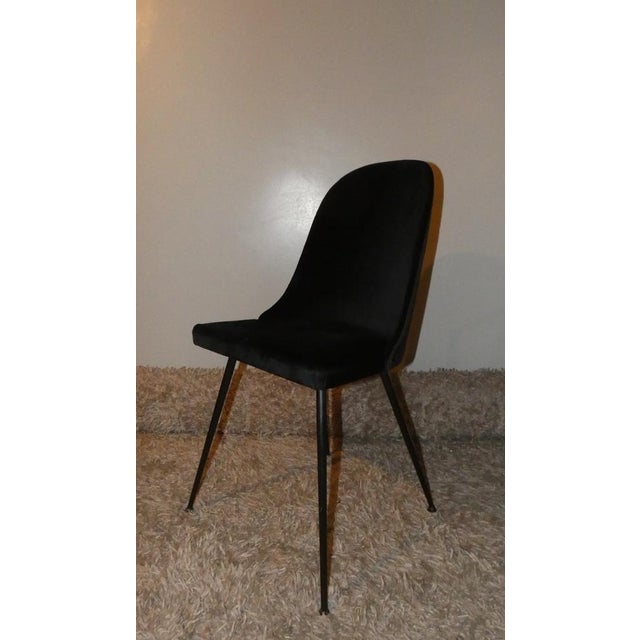 Black Velvet Dining Chairs, Italy, 1960s, Set of 4 For Sale - Image 9 of 16