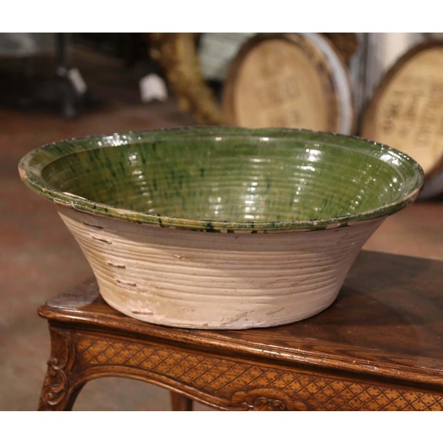 Late 18th Century 18th Century French Green Glazed Terracotta "Tian" Bowl From Provence For Sale - Image 5 of 9