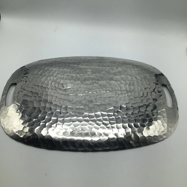 “Wendell August Forge” Hammered Aluminum My Hometown Pittsburgh Pa. Skyline Tray For Sale - Image 10 of 13