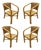 Restored Modern 2-Strand Rattan Armchair Dining Chair W/ Wicker Seat, Set of 4 For Sale