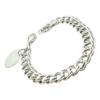 1990s Tiffany & Co Estate Double Chain Bracelet 7.5" Sterling Silver For Sale