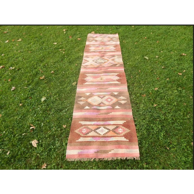 Vintage Geometrical Turkish Kurdish Urfa Kilim Runner 2′7″ × 9′9″ For Sale - Image 13 of 13