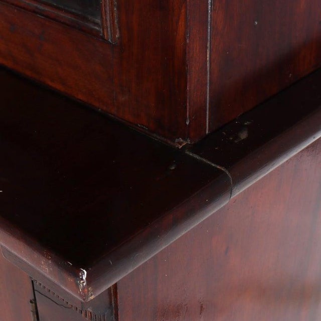Oversized Antique Sheraton Flame Mahogany Step Back Cupboard C1830 For Sale - Image 16 of 18