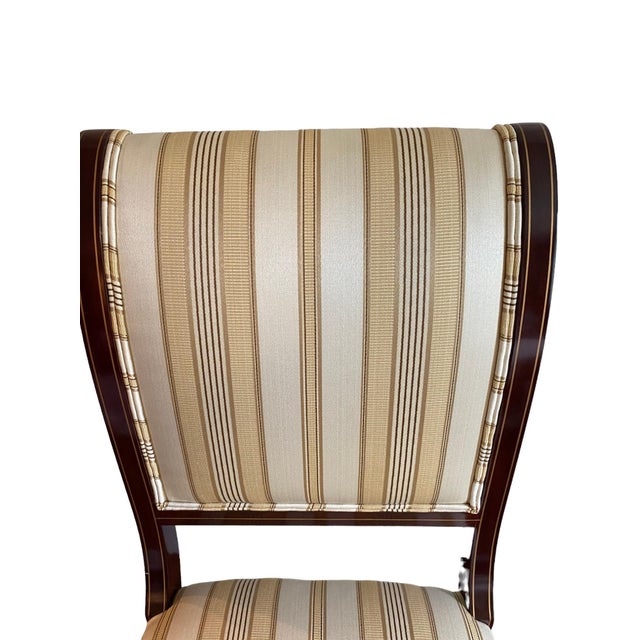 Late 20th Century Late 20th Century Kindel Sleigh Back Mahogany and Silk Side Chair For Sale - Image 5 of 7