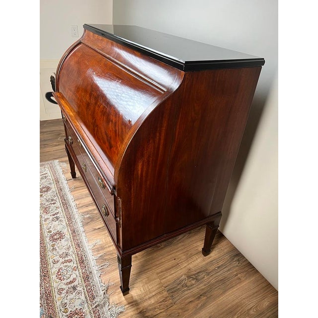Antique Directoire Style French Cylinder Desk With Slate Top C. Late 19th Century For Sale - Image 4 of 9