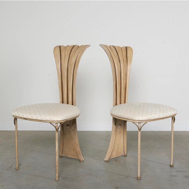 Vintage High Back Hollywood Regency Dining Chairs in Romantic Style, 1970s - Set of 8 For Sale - Image 6 of 8