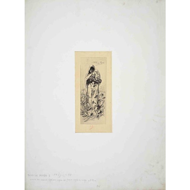 Etching and drypoint on paper. A beautiful proof of the second state, on Japan paper. Hand monogrammed in red pencil. The...