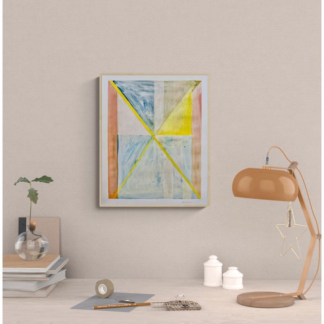 Mid-Century Modern Mixed Media Painting With Yellow For Sale - Image 3 of 3