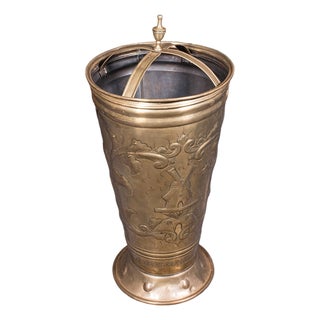 Antique Hotel Foyer Umbrella Stand, Dutch, Brass, Walking Stick Stand, Victorian For Sale