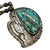 1990s South Western Navajo Kokopelli Sterling Silver Necklace W/ Large Turquoise Stone Signed R For Sale - Image 4 of 5