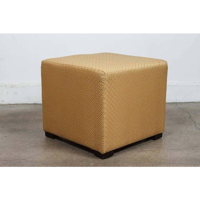 Postmodern Vintage Cube Upholstered Stools Moroccan Ottomans, Poufs, a Pair For Sale - Image 3 of 9