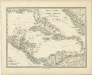Map of the Caribbean and Central America by Adolf Stieler, 1880