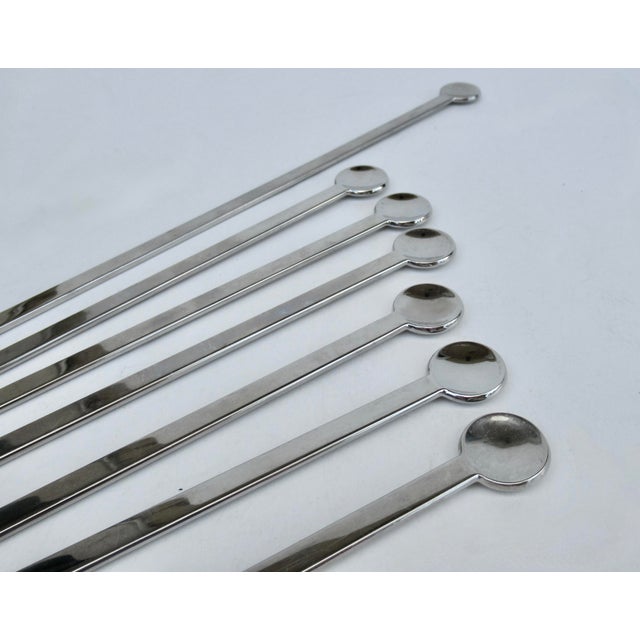 Metal 1990s Postmodern Waterford Polished Silver Cocktail Stirrer Spoons & Cocktail Stirrer Spoon - 7 Pieces For Sale - Image 7 of 11