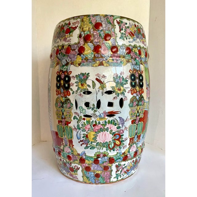 Vintage Asian Famille Rose Porcelain Garden Stool For Sale - Image 4 of 12