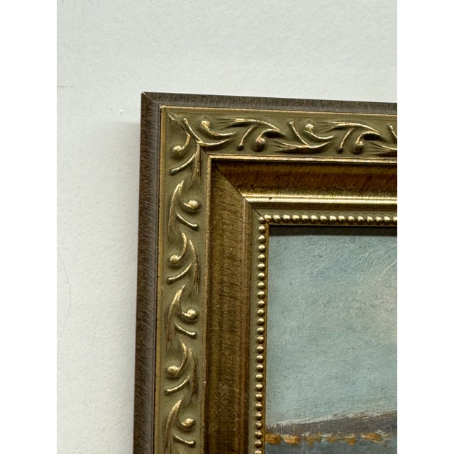 Coastal Shoreline possibly of Italy Painting with sailboats and figures Canvas on wood panel No visible signature 6 x 9.75...