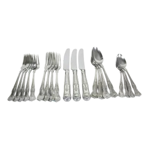 Vintage Worcester England Stainless Steel Kings Pattern Shell Tip 5 Piece Flatware Set- 20 Pieces
