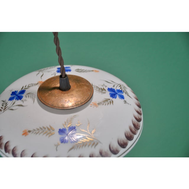 Hand-Painted Glass Lamp, 1940s For Sale - Image 4 of 9