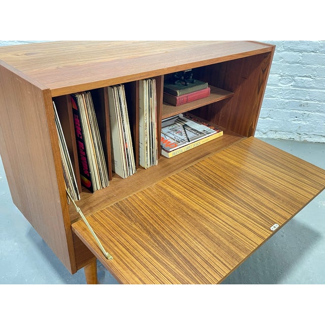 Mid Century Modern Teak Vinyl Storage Credenza | Danish Record Cabinet, Circa 1960's For Sale - Image 13 of 15