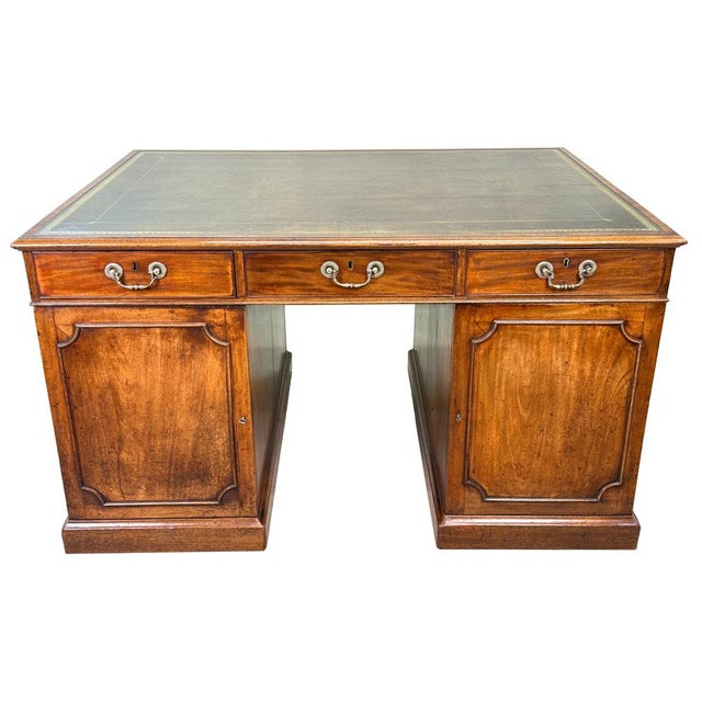 18th Century Georgian Mahogany Pedestal Partners Desk, Chippendale Period, 1760 For Sale - Image 9 of 17