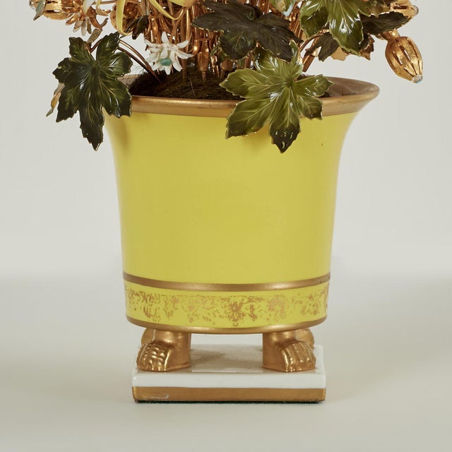 1950s Vintage Italian Enameled Brass Flower Arrangement For Sale - Image 5 of 10