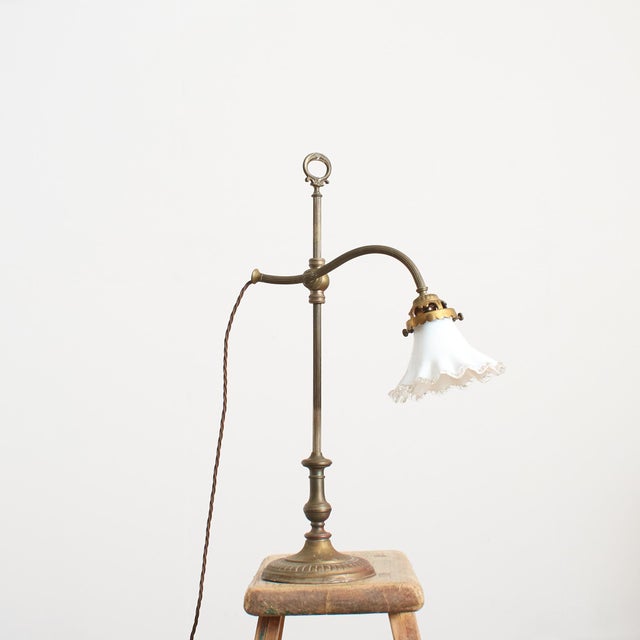 french antique brass rise and fall pump desk lamp an original french rise and fall desk lamp, reclaimed from a parisian...
