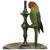 Art Nouveau Pair Antique Brass Candlesticks & Cold Painted Bergman Bronze Parrots C1920 For Sale - Image 3 of 11