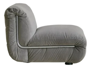 Italian Chrome + Gray Velvet Lounge Chair, 1970s - 2 Available