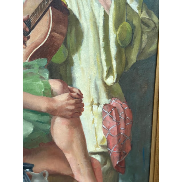 Philippe de Rougemont, Woman and Clown, 1950s, Oil Painting on Canvas, Framed For Sale - Image 14 of 18