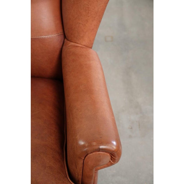 Brown Wing Club Chair in Cowhide Leather For Sale - Image 8 of 12