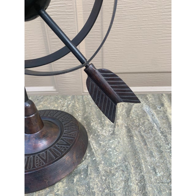 Maitland - Smith Black Iron Armillary Globe Sculpture – Traditional Landscape & Garden Decor For Sale - Image 4 of 8