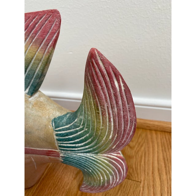 Vintage 1980s Rainbow Pastel Painted Fish Statue Decor For Sale - Image 10 of 12