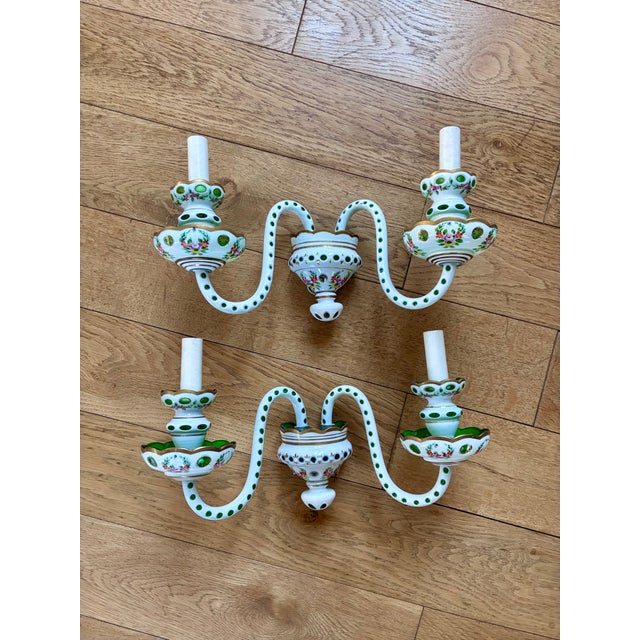 Bohemian Glass Wall Lights, 1950, Set of 2 For Sale - Image 4 of 4