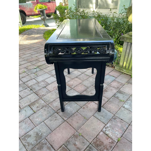 Early 20th Century Chinese Black Lacquered Mahogany Console Table For Sale - Image 4 of 9