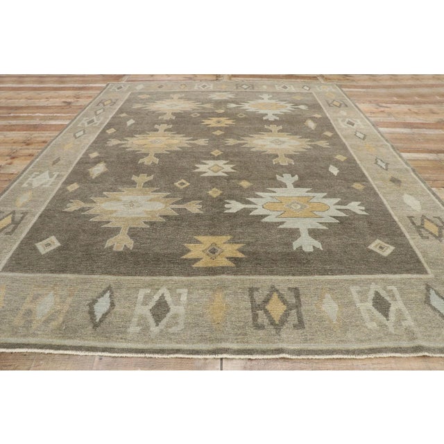 Textile Earth-Tone Turkish Oushak Rug - 09'03 X 12'01 For Sale - Image 7 of 9