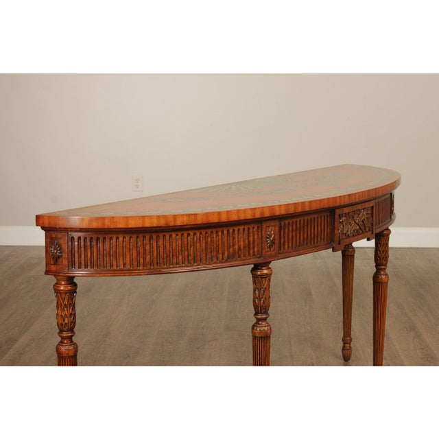 Maitland Smith Adams Paint Decorated Demilune Console Table For Sale - Image 11 of 12
