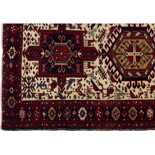 1960s Vintage Handmade Tribal Beige Heriz Wool Runner For Sale In New York - Image 6 of 8