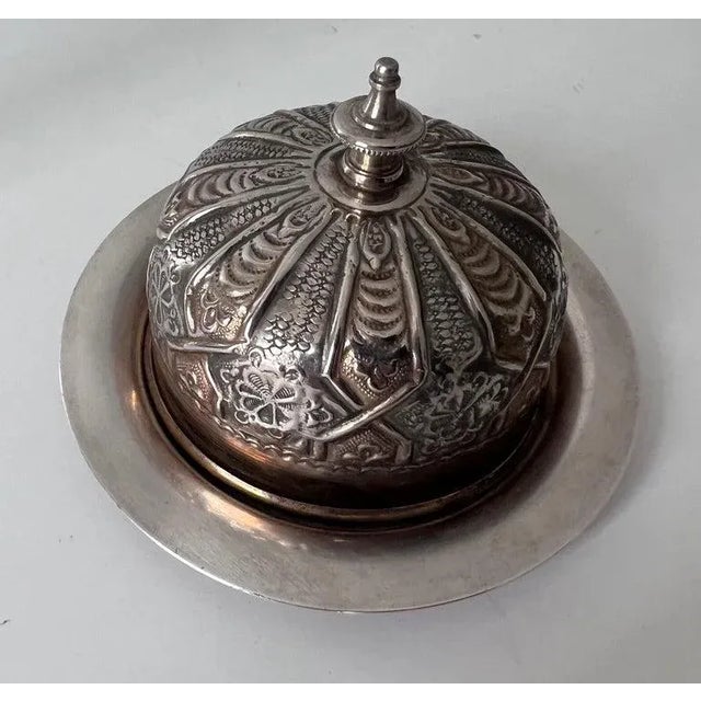 Early 20th Century Domed French Silver Plate Repoussé Butter or Covered Dish Plate For Sale - Image 5 of 13