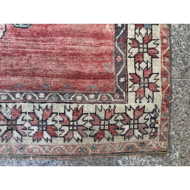 1960s Vintage Tribal Handmade Turkish Faded Rug- 3′8″ × 5′10″ For Sale - Image 10 of 11
