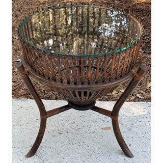 Franco Albini Style Rattan 1960s Fish Trap Table For Sale