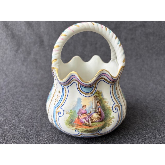 Ceramic Antique Royal Rudolstadt Bisque Basket For Sale - Image 7 of 13