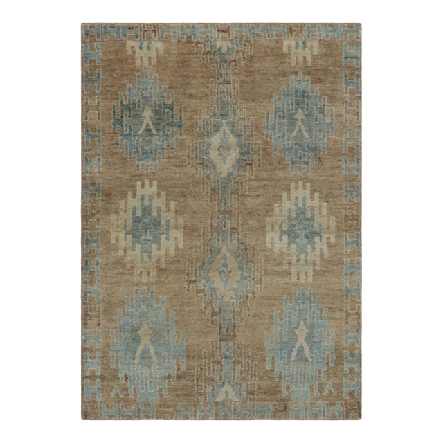 Rug & Kilim Modern Classics Rug, Beige With Ice Blue Tribal-Inspired Medallions For Sale
