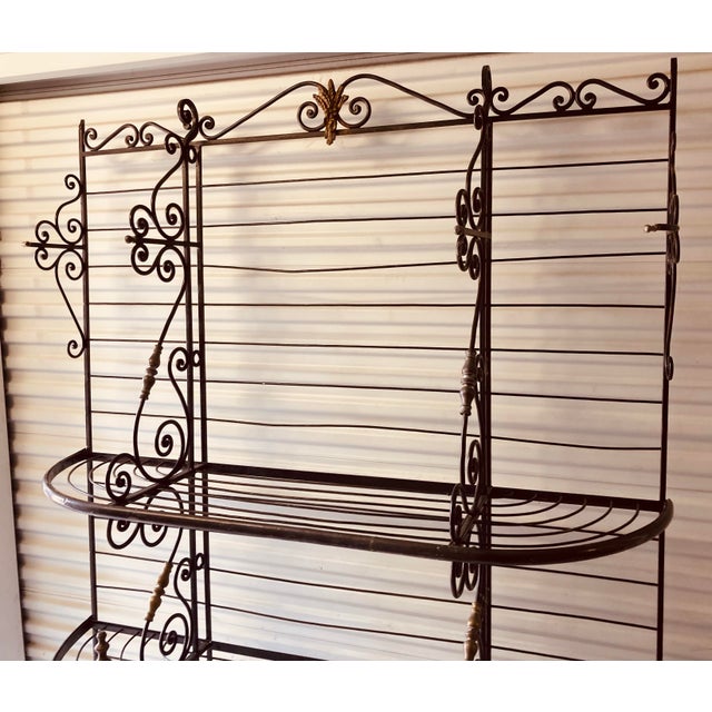 Antique French Bakers Rack Brass and Iron Multiple Shelves For Sale - Image 4 of 11