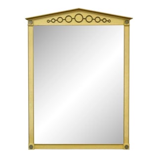 Vintage Hollywood Regency Neoclassical Brass Ring Cream Painted Wall Mirror For Sale