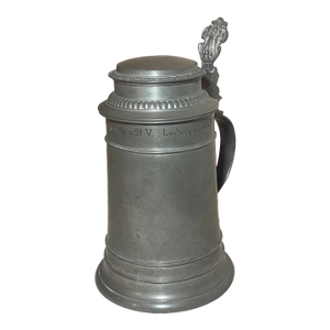 Antique 1926 Handmade Pewter Lidded German Honorary Presentation Beer Stein Mug