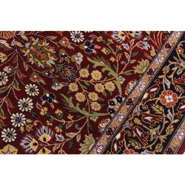 Turkish Antique Hereke Red Blue Wool & Silk Rug - 4'0''x6'0'' For Sale In New York - Image 6 of 10