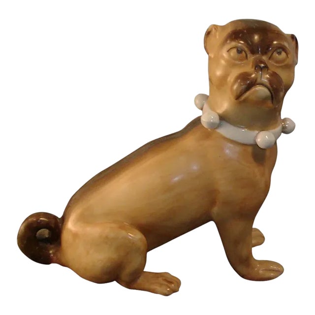 Antique 19th Century Continental Porcelain Model of a Pug Dog For Sale