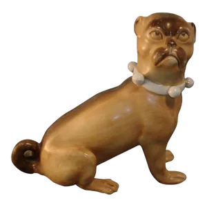 Antique 19th Century Continental Porcelain Model of a Pug Dog
