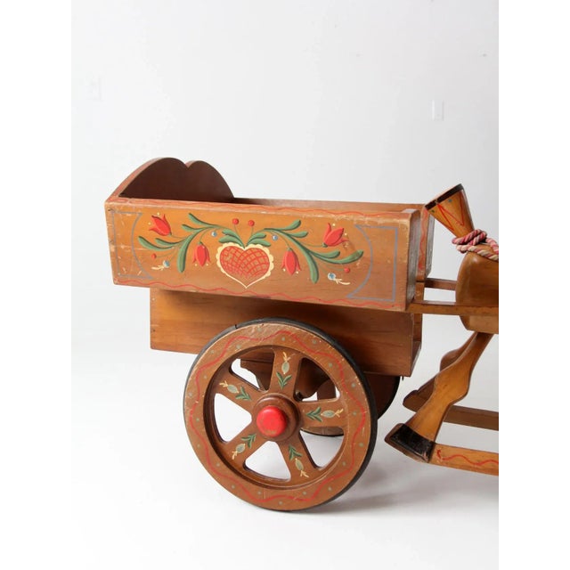 Add a piece of classic Americana to your collection with this vintage 1940s toy horse and cart set. Handcrafted and hand-...