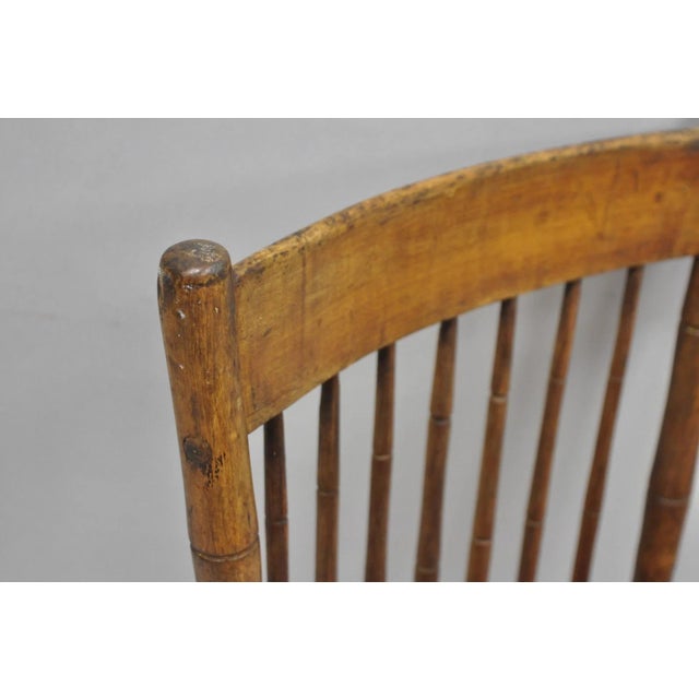 Antique Primitive Rustic French Farmhouse Wooden Faux Bamboo Side Chair For Sale - Image 9 of 14